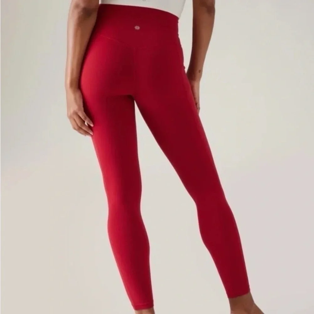 Athleta Salutation Stash Tight Red High Rise Yoga Leggings Powervita Small NWT - Picture 2 of 10